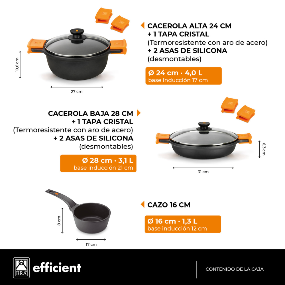  Radiant - Batería de cocina de acero inoxidable antiadherente  (5 piezas) : Hogar y Cocina