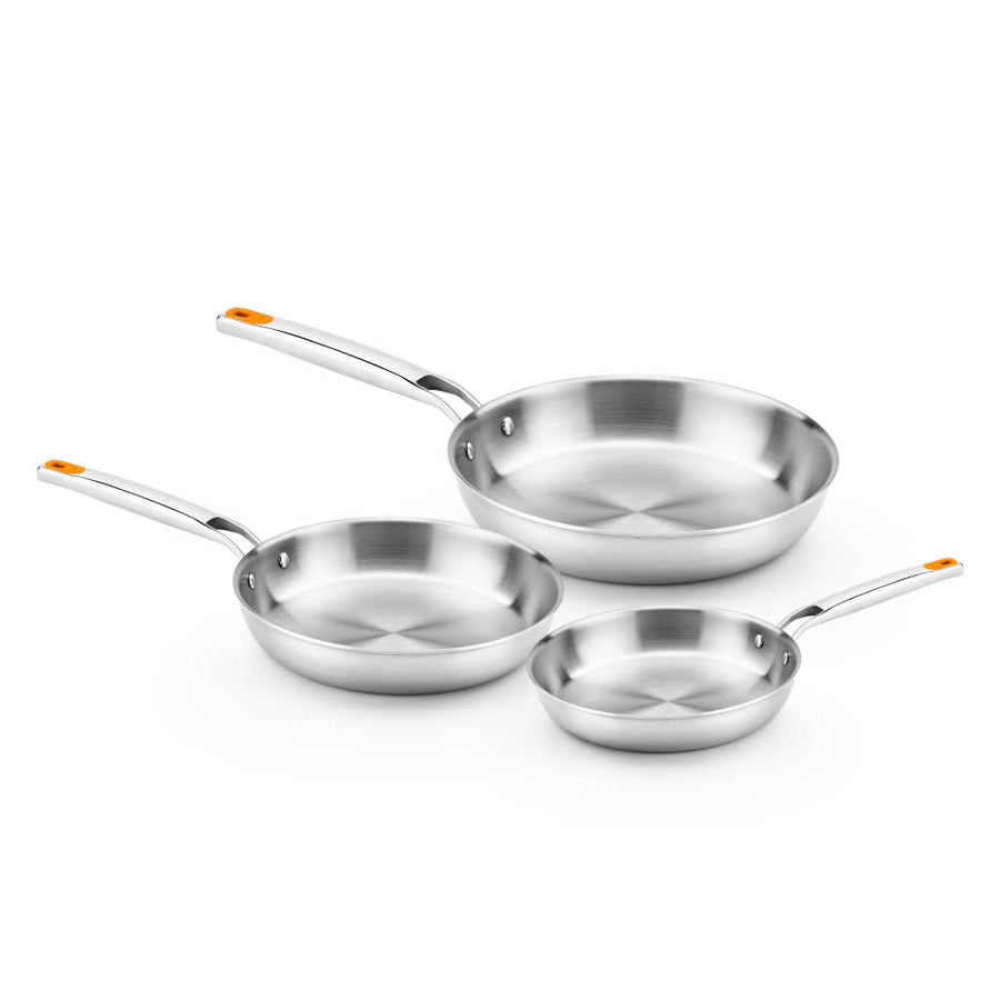 Set de 3 sartenes acero inoxidable sin antiadherente Efficient Inox