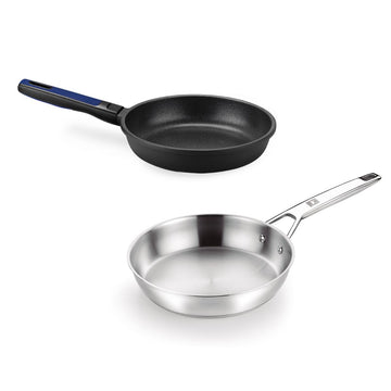 Advanced Nonstick Frying Pan Set and Signature Nonstick Stainless Steel Frying Pan Set