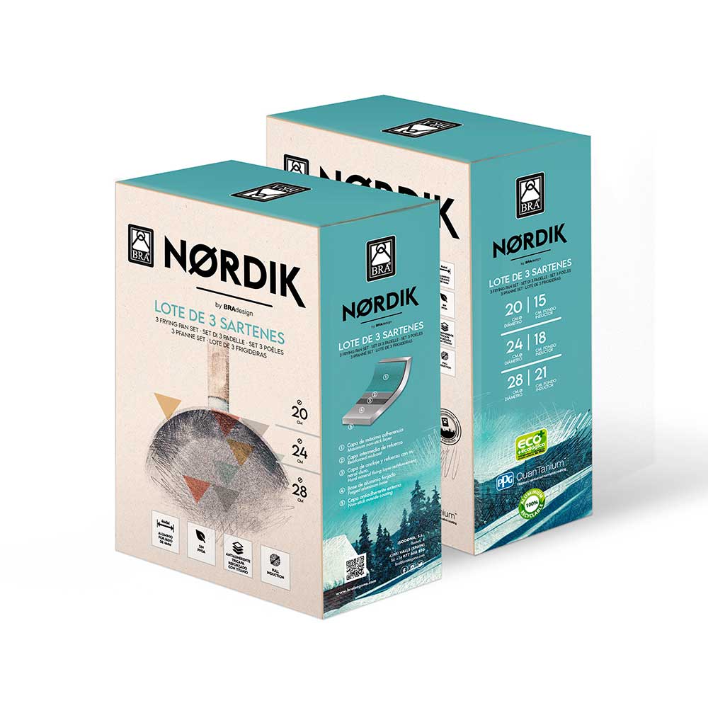 BRA Nordik - Sartén antiadherente con fondo de inducción de 3 capas y  aluminio forjado y cuerpo resistente a los arañazos, 10.24 (26 cm)
